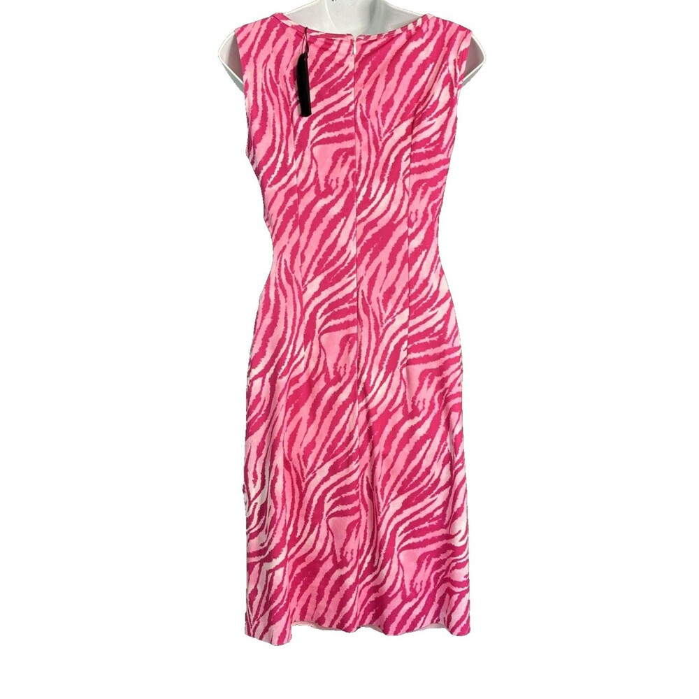Vivienne Hu Cut Out Bodycon Cocktail Dress Sz 4 Bold Pink Zebra Print Party READ - Picture 4 of 16